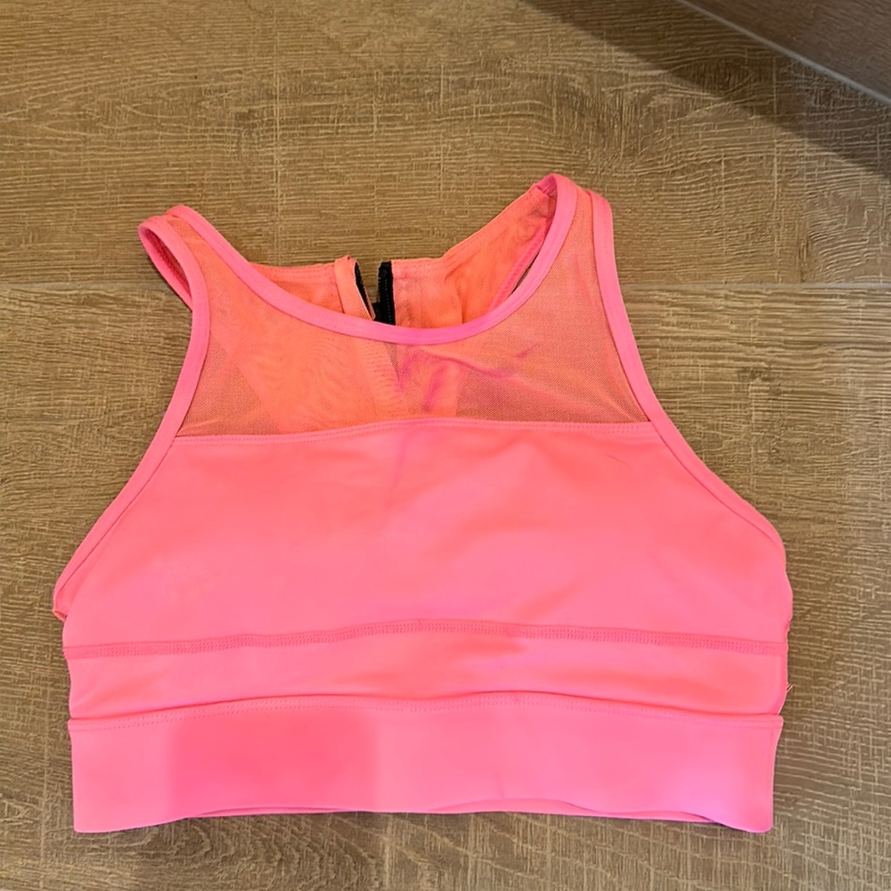 Pink halter sports bra